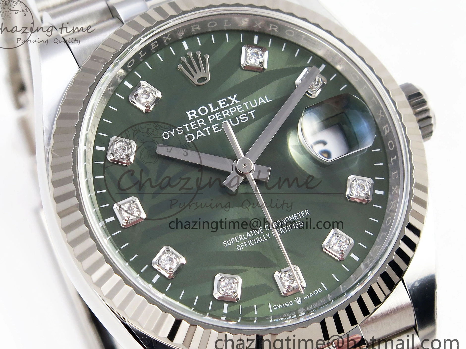 MiroTime 0224 RelaxedFit DateJust 36 126234 Clean 1:1 Best Edition 904L Steel Green Leaf Diamonds Dial on Jubilee Bracelet VR 1975